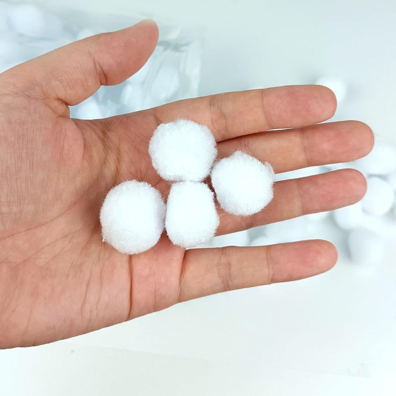 FKEYTO 200 Pieces Pom Poms, 1 Inch Craft Pom Poms, Fuzzy Pompom Puff Balls for DIY Arts, Crafts Projects, Home Decorations (White-1) - Image 3